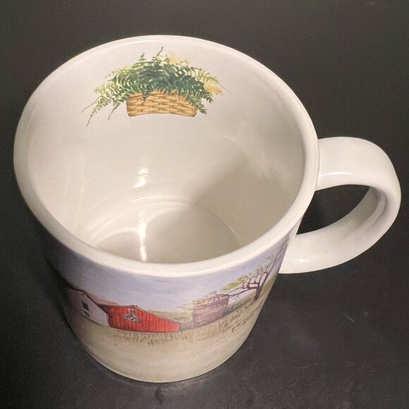 “Just for Pretty" Art Mug by Pat Richter 2003 ~ Red Barn w/ Star Quilt Hex Sign - Picture 12 of 13